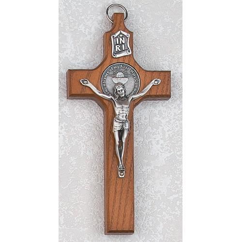 First Communion Crucifix, brown, 6" tall