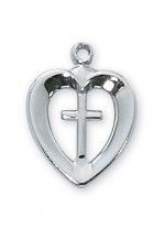 Heart & Cross Medal with 18" chain