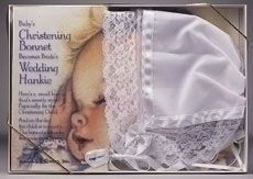 Baptism/Christening Bonnet, Wedding Hankie combo