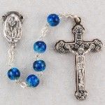Blue Swirl Rosary, 6mm beads