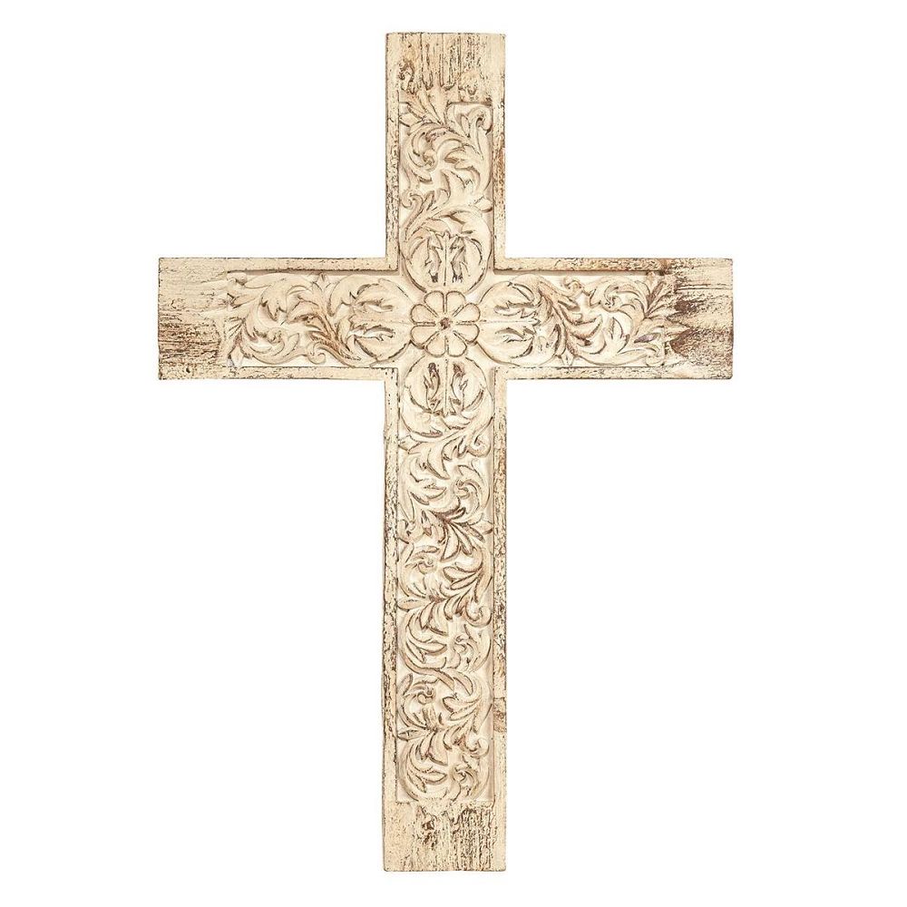 Antique Wood Wall Cross, 16" tall