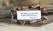 All things are possible to all who believe, red and topaz bracelet