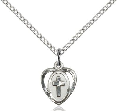 Cross Heart 5411LSAA1, Sterling Silver with 18" chain