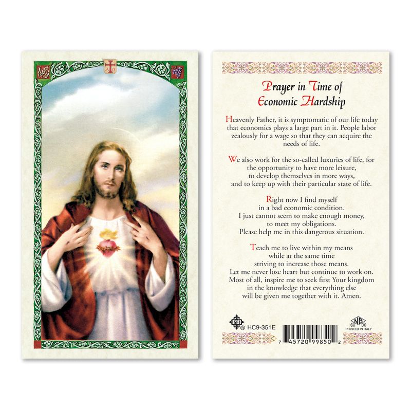 Economic Hardship holy card