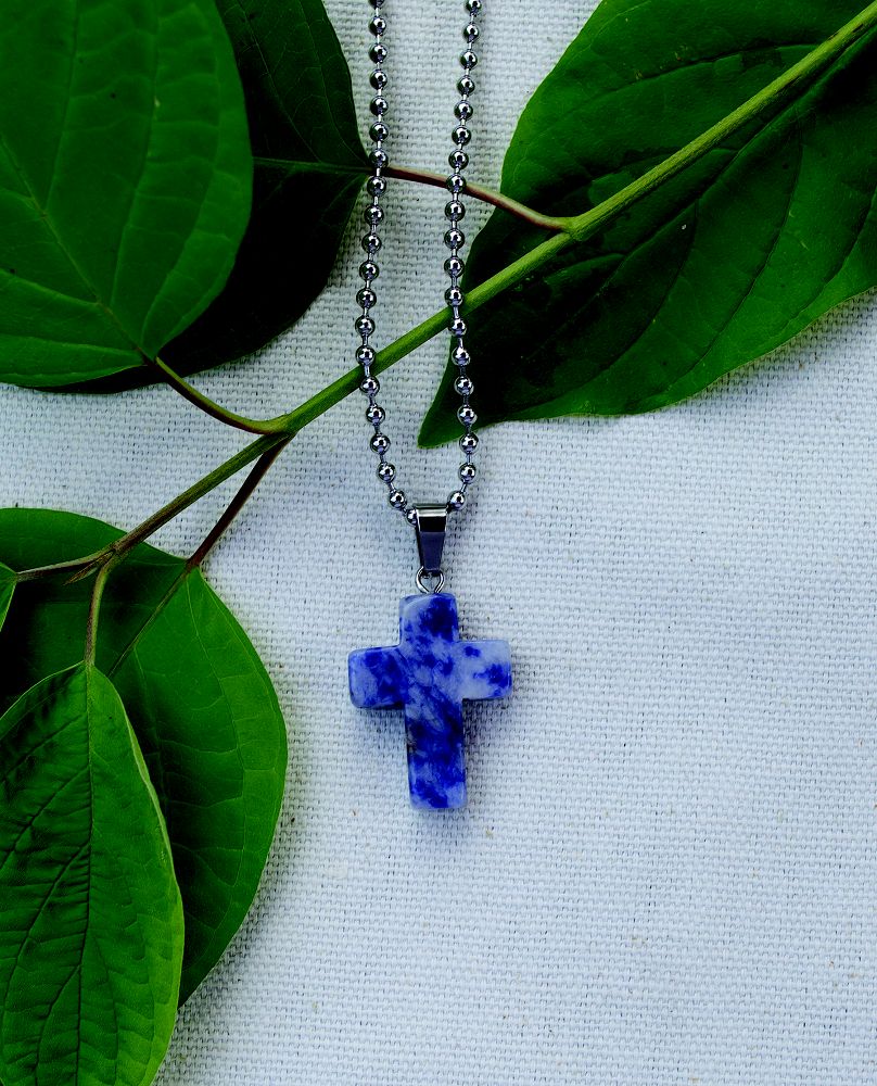 Blue Sodalite Cross Necklace