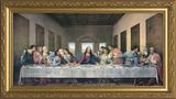 Last supper image with wood frame 14.5" x 26.5"