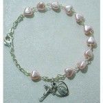 Pink Heart Bracelet, 6mm beads