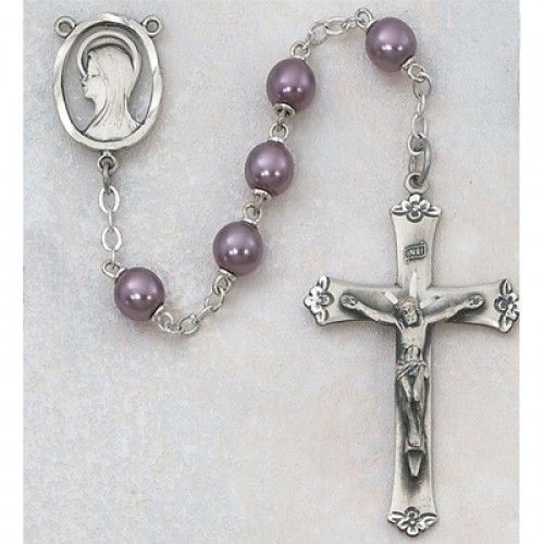 Pearlized Amethyst Rosary, 7mm beads