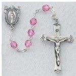Pink Glass Rosary, 6mm beads