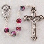 Pink Swirl Rosary, 6mm beads