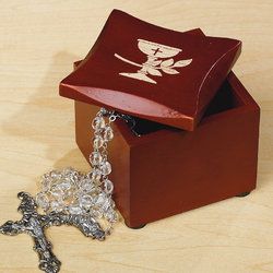 First Communion wood Rosary Box