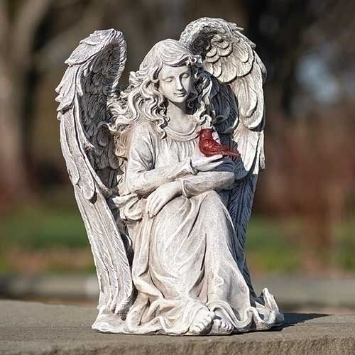 Angel and Cardinal Memorial statue, 11" tall