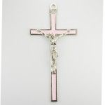 Pink Enamel Crucifix 5" tall