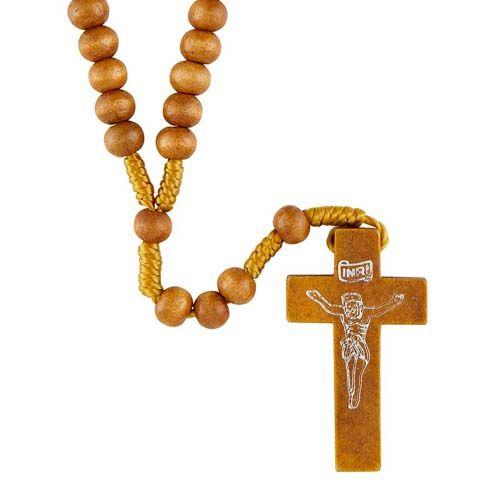 Light Brown Wood Paracord Rosary
