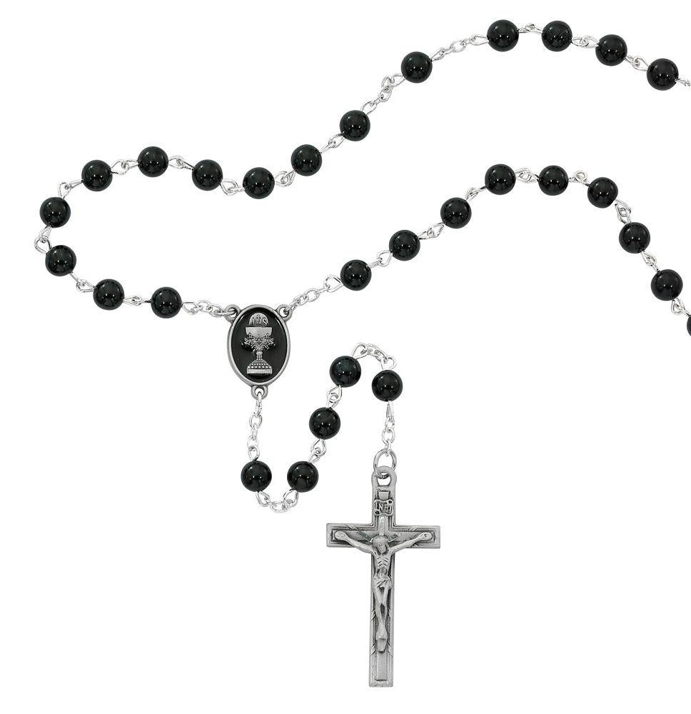 First Communion Rosary, Black Onyx, 6mm beads