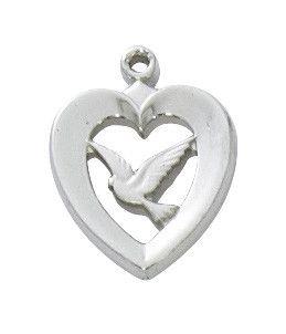 Heart & Dove Necklace with 18" chain