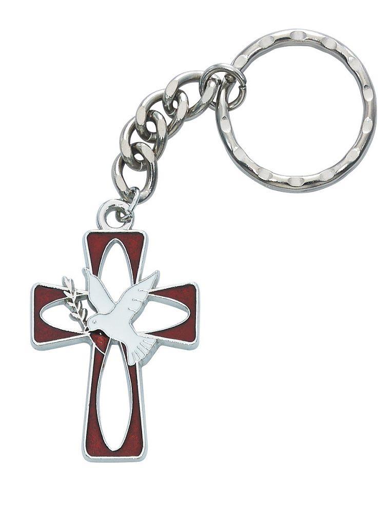Holy Spirit Key Ring, Red & White enameled