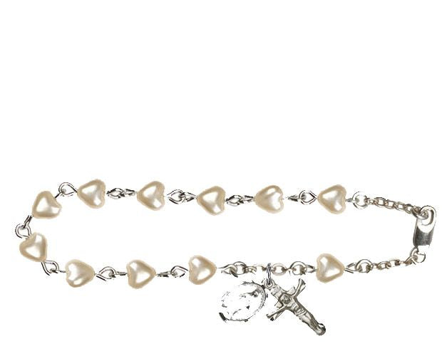 Heart Pearl Rosary Bracelet