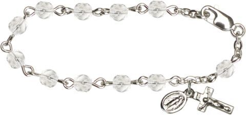 Crystal Baby Bracelet with Shell, Silver Plated