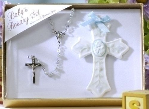 Baby Cross and Rosary set, blue